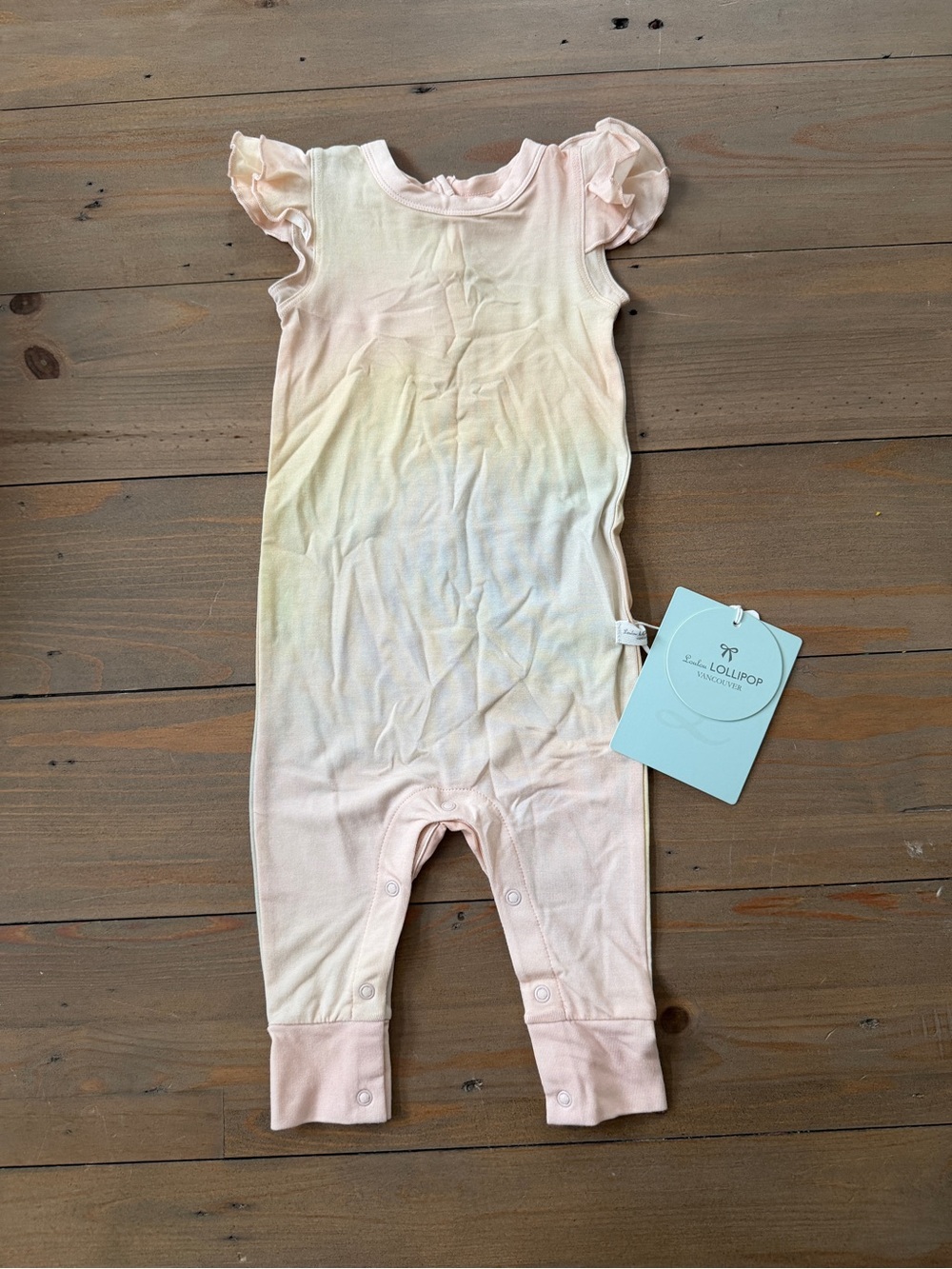 NWT Loulou Lollipop Pink Ombre Bamboo Flutter Sleeve Romper - 0-3 Months